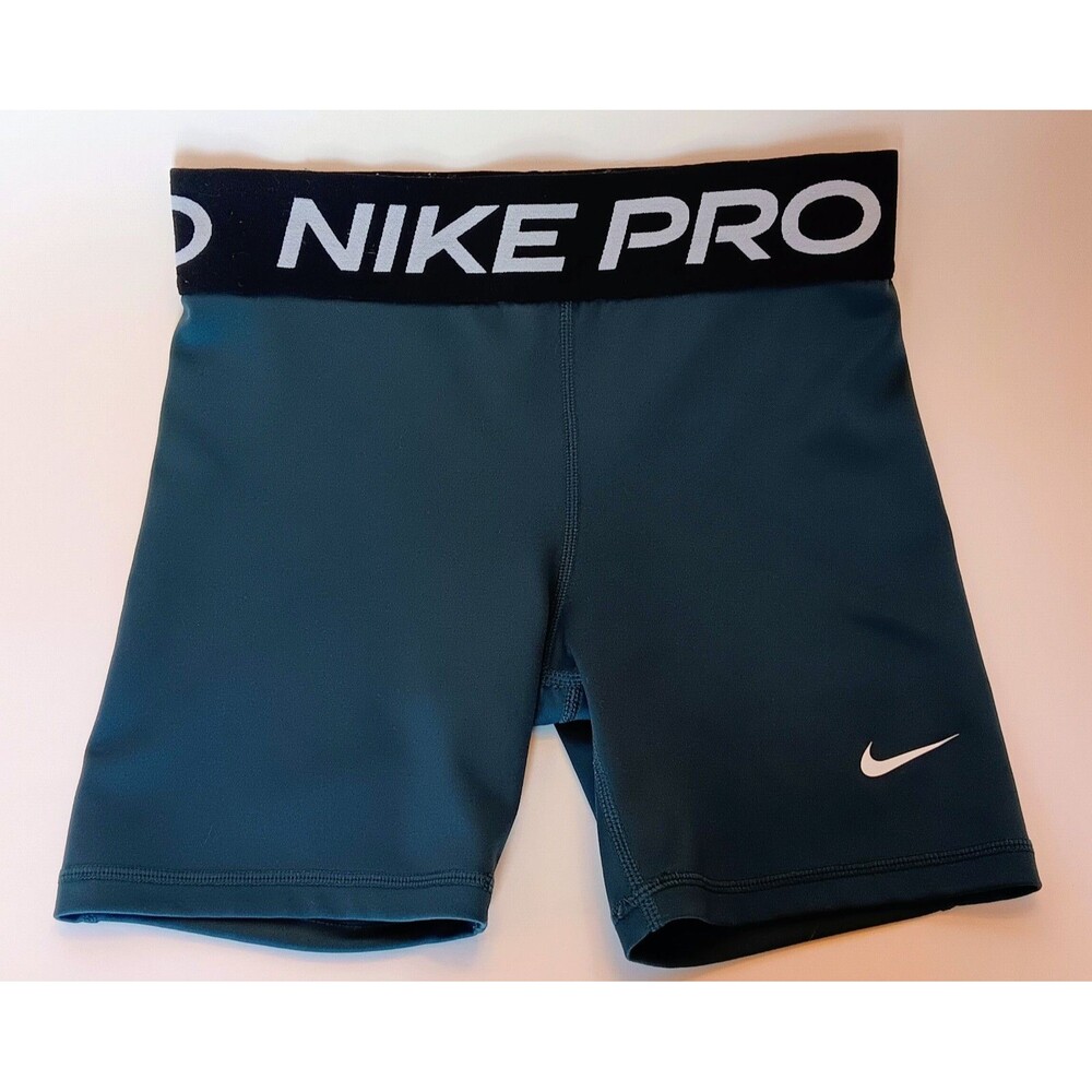 Nike Pro Training Big Kids' (Girls') Dri-FIT Shorts Green Blue Sz M